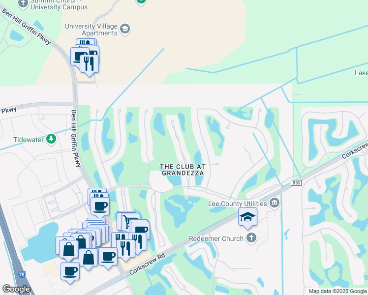 map of restaurants, bars, coffee shops, grocery stores, and more near 20071 Seagrove Street in Estero