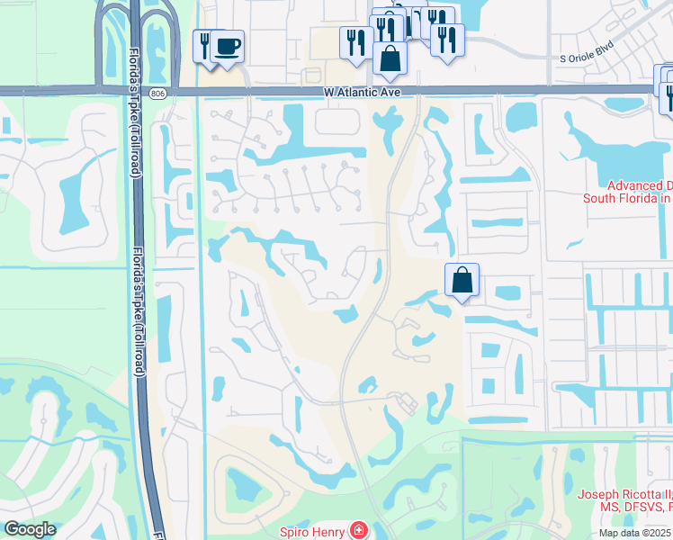 map of restaurants, bars, coffee shops, grocery stores, and more near 7485 Glendevon Lane in Delray Beach