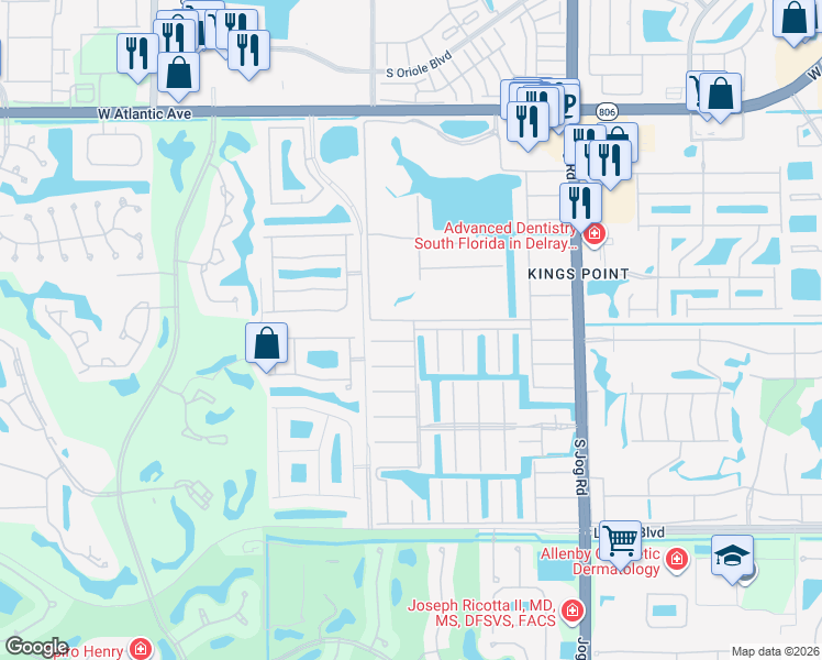 map of restaurants, bars, coffee shops, grocery stores, and more near 61 Brittany Lane in Delray Beach
