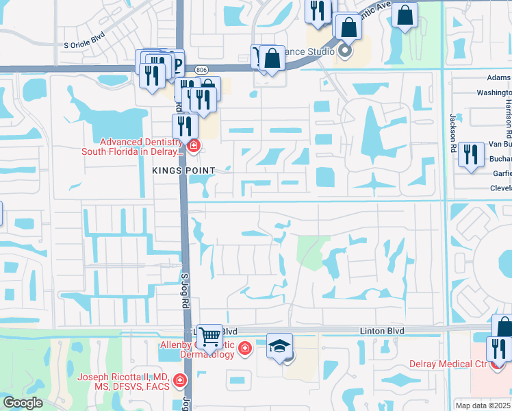 map of restaurants, bars, coffee shops, grocery stores, and more near 687 Normandy Lane in Delray Beach