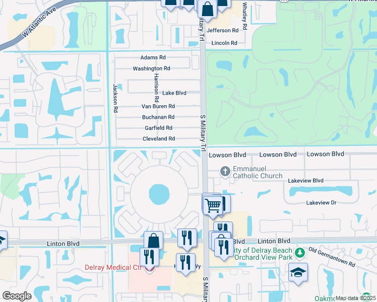 map of restaurants, bars, coffee shops, grocery stores, and more near 15721 South Military Trail in Delray Beach