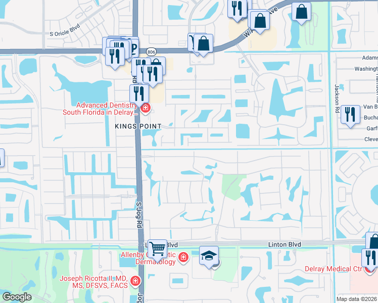 map of restaurants, bars, coffee shops, grocery stores, and more near 6166 Lake Hibiscus Drive in Delray Beach