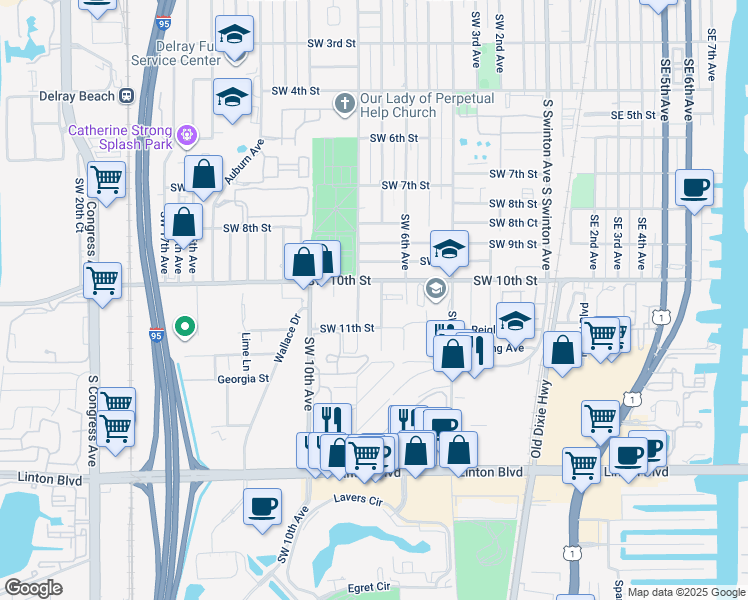 map of restaurants, bars, coffee shops, grocery stores, and more near 1014 Southwest 7th Avenue in Delray Beach