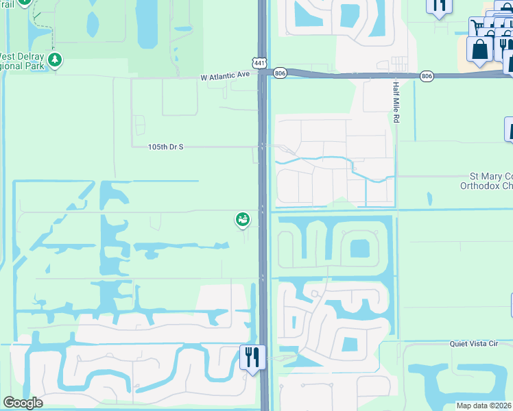 map of restaurants, bars, coffee shops, grocery stores, and more near 15445 Range Line Road in Delray Beach