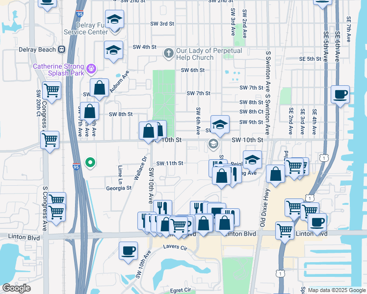 map of restaurants, bars, coffee shops, grocery stores, and more near 1014 Southwest 7th Avenue in Delray Beach