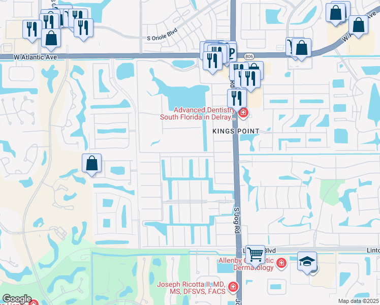 map of restaurants, bars, coffee shops, grocery stores, and more near 344 Tuscany Lane in Delray Beach