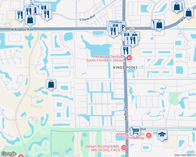 map of restaurants, bars, coffee shops, grocery stores, and more near 344 Tuscany Lane in Delray Beach
