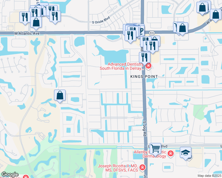 map of restaurants, bars, coffee shops, grocery stores, and more near 344 Tuscany Lane in Delray Beach