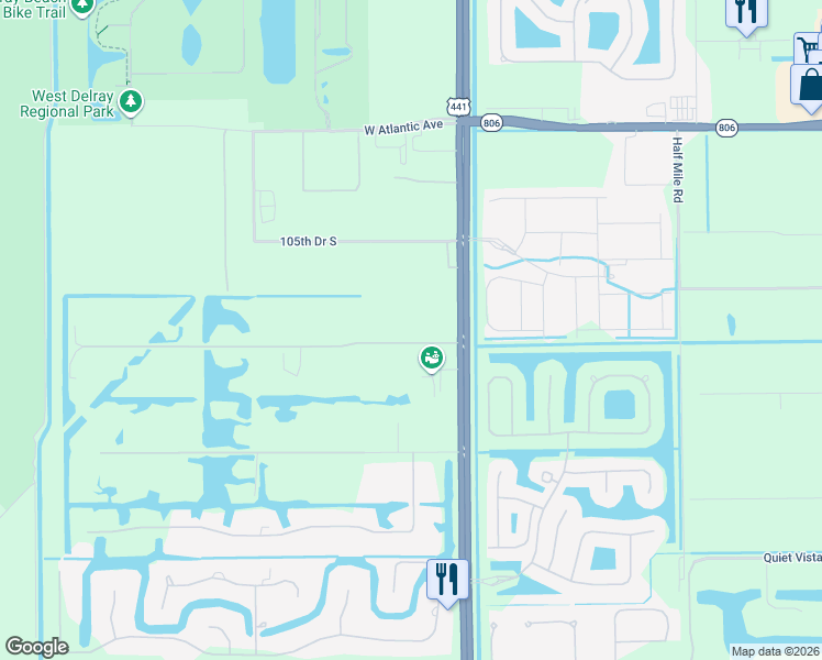 map of restaurants, bars, coffee shops, grocery stores, and more near 10157 La Reina Road in Delray Beach