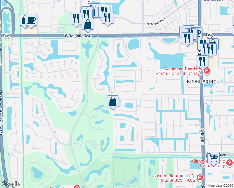 map of restaurants, bars, coffee shops, grocery stores, and more near 15350 Fiorenza Circle in Delray Beach