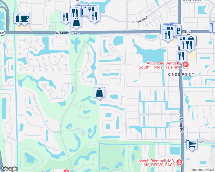 map of restaurants, bars, coffee shops, grocery stores, and more near 15350 Fiorenza Circle in Delray Beach