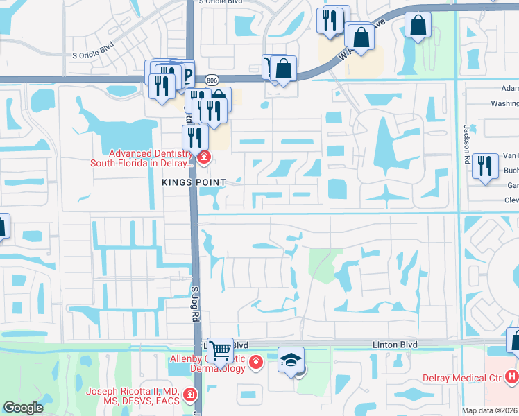 map of restaurants, bars, coffee shops, grocery stores, and more near 15470 Floral Club Road in Delray Beach