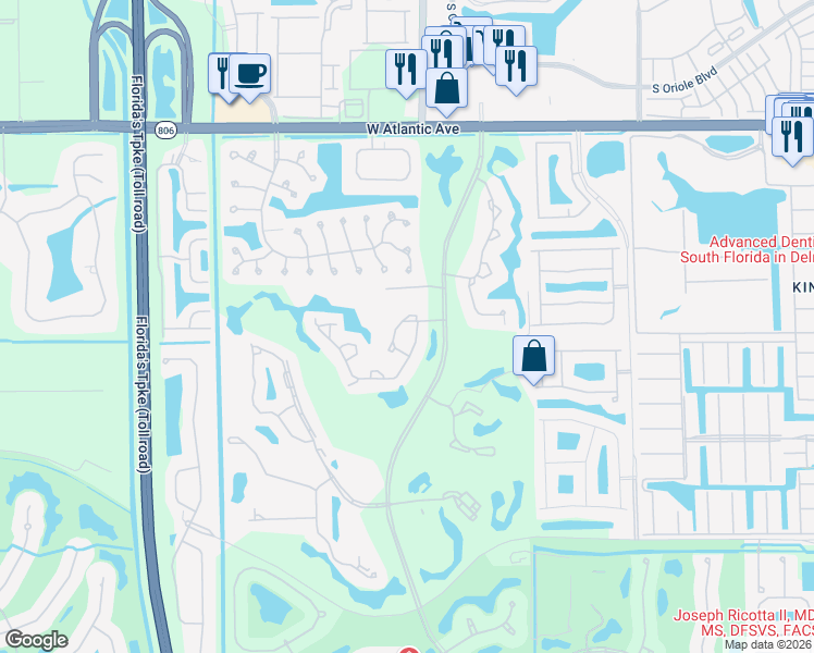 map of restaurants, bars, coffee shops, grocery stores, and more near 7465 Glendevon Lane in Delray Beach