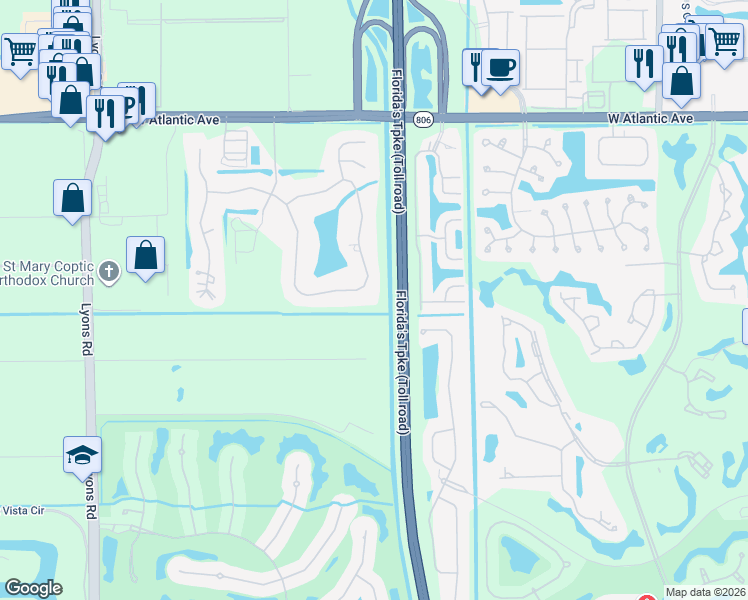 map of restaurants, bars, coffee shops, grocery stores, and more near 8442 Sawpine Road in Delray Beach