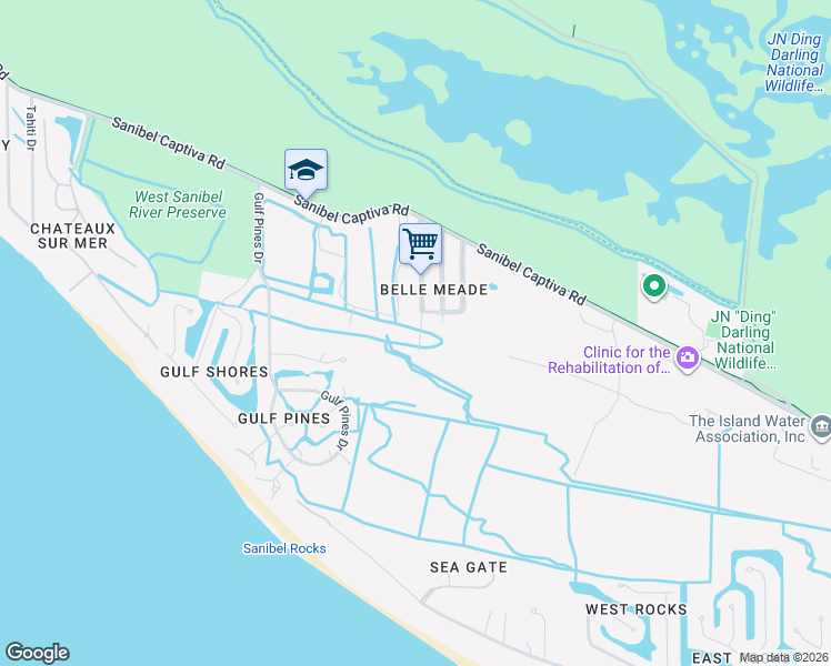 map of restaurants, bars, coffee shops, grocery stores, and more near 9327 Dimmick Drive in Sanibel