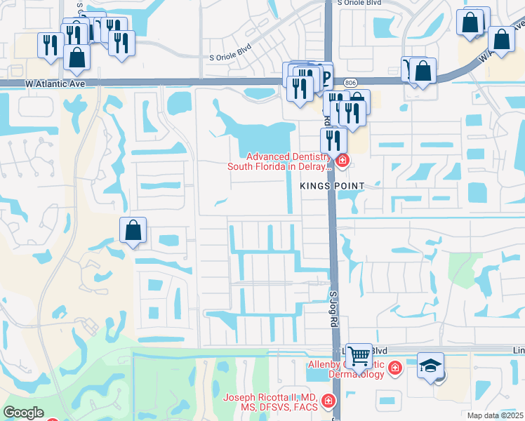map of restaurants, bars, coffee shops, grocery stores, and more near 344 Tuscany Lane in Delray Beach