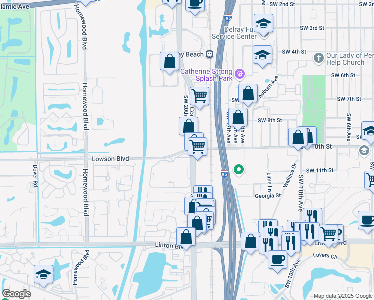 map of restaurants, bars, coffee shops, grocery stores, and more near in Delray Beach