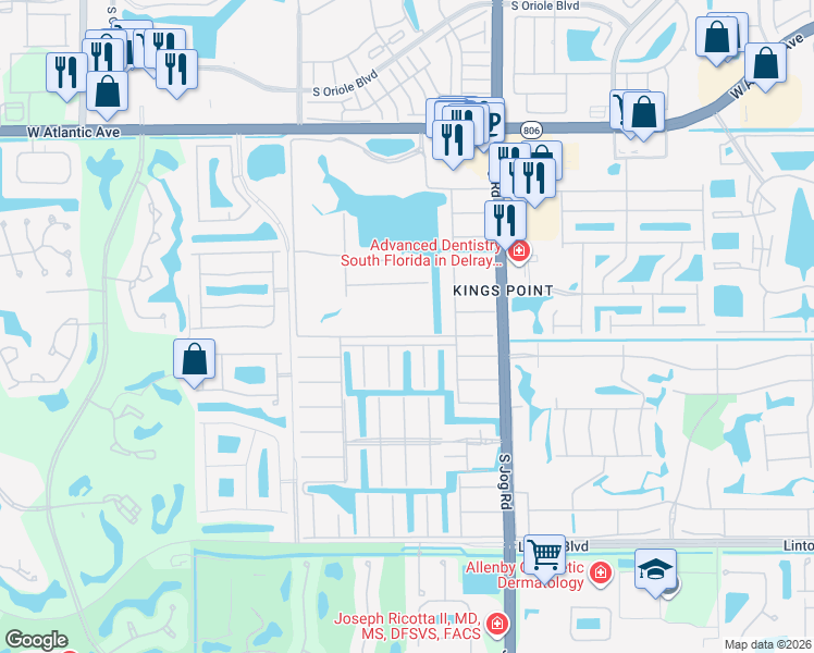 map of restaurants, bars, coffee shops, grocery stores, and more near 344 Tuscany Lane in Delray Beach