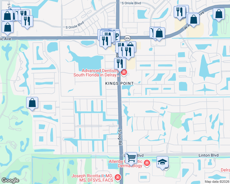 map of restaurants, bars, coffee shops, grocery stores, and more near 325 Seville North in Delray Beach