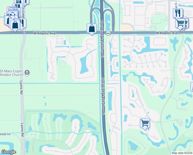 map of restaurants, bars, coffee shops, grocery stores, and more near 8442 Sawpine Road in Delray Beach