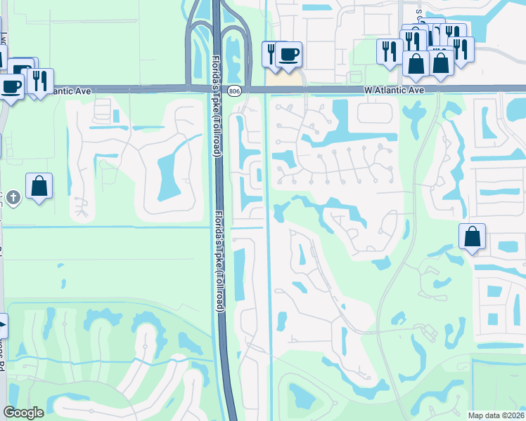map of restaurants, bars, coffee shops, grocery stores, and more near 8034 Clear Shores Circle in Delray Beach