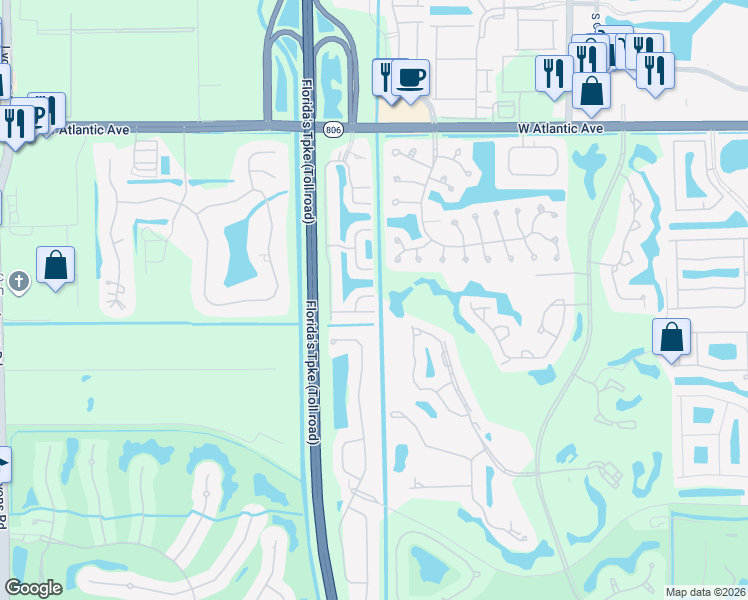 map of restaurants, bars, coffee shops, grocery stores, and more near 8034 Clear Shores Circle in Delray Beach