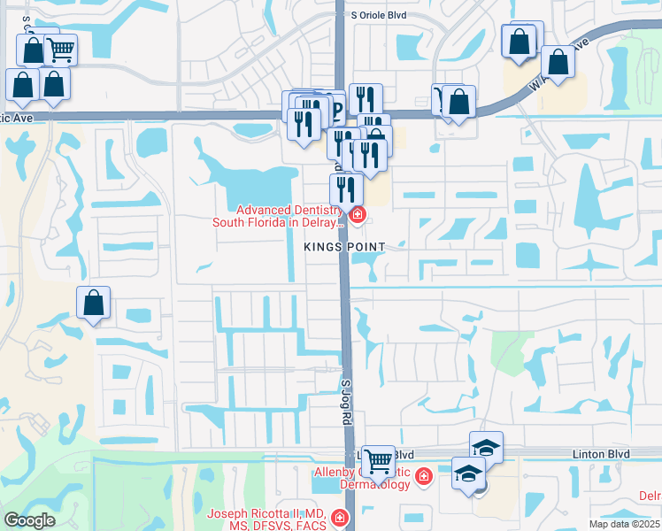 map of restaurants, bars, coffee shops, grocery stores, and more near 254 Seville Avenue in Delray Beach