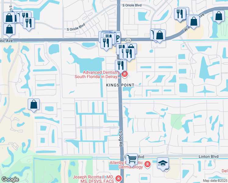 map of restaurants, bars, coffee shops, grocery stores, and more near 254 Seville Avenue in Delray Beach