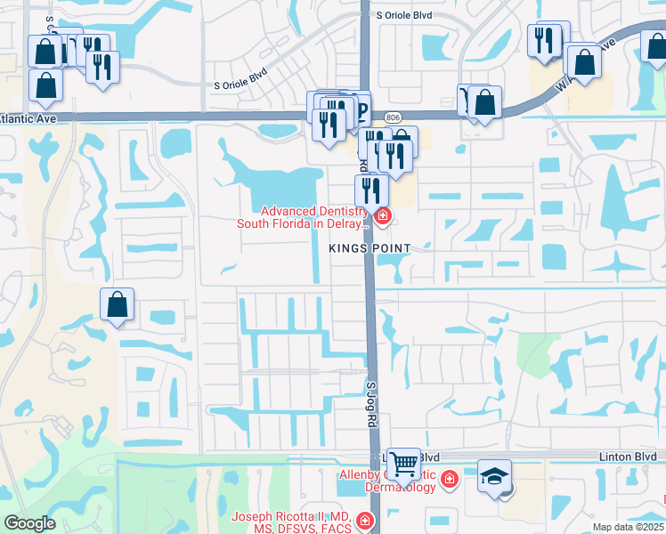 map of restaurants, bars, coffee shops, grocery stores, and more near 254 Seville Avenue in Delray Beach
