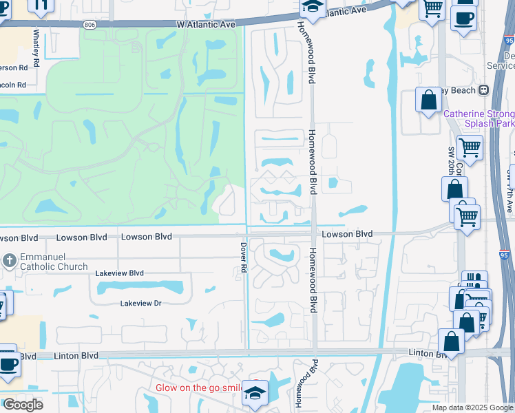 map of restaurants, bars, coffee shops, grocery stores, and more near 203 Fiore Way in Delray Beach