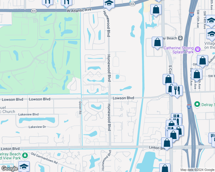 map of restaurants, bars, coffee shops, grocery stores, and more near 2538 Par Circle in Delray Beach