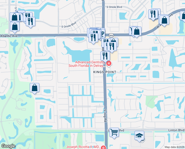 map of restaurants, bars, coffee shops, grocery stores, and more near 343 Seville Boulevard in Delray Beach
