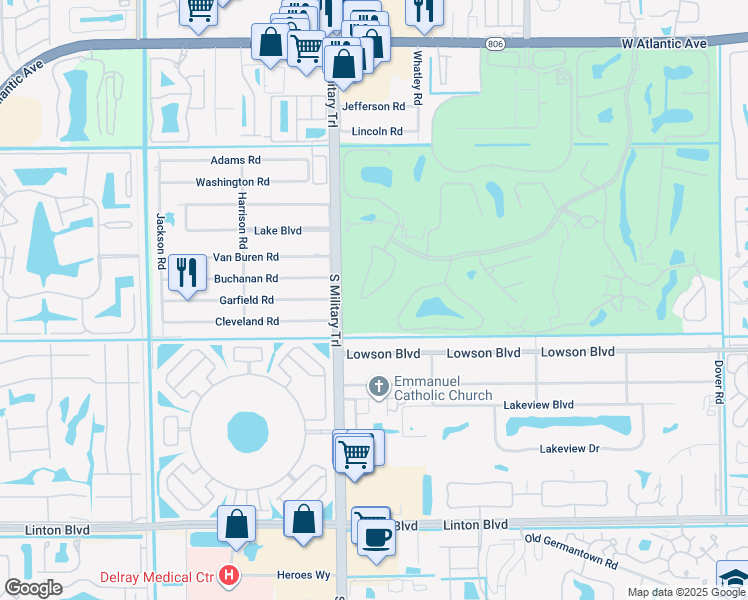 map of restaurants, bars, coffee shops, grocery stores, and more near 913 Foxpointe Circle in Delray Beach