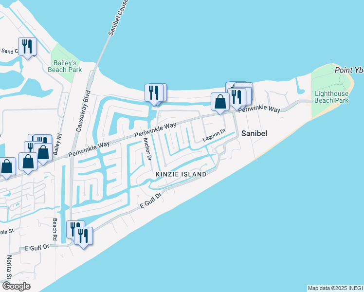 map of restaurants, bars, coffee shops, grocery stores, and more near 1081 Captains Walk in Sanibel