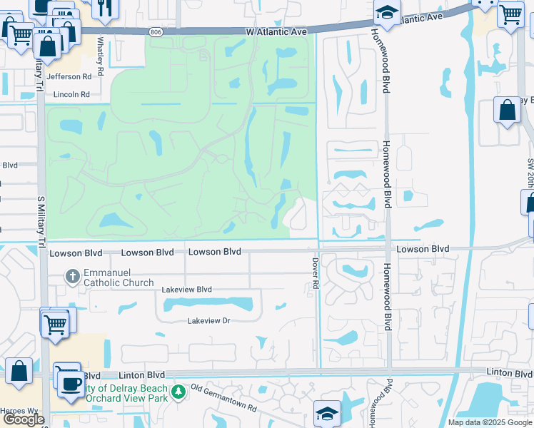 map of restaurants, bars, coffee shops, grocery stores, and more near 900 Greensward Lane in Delray Beach