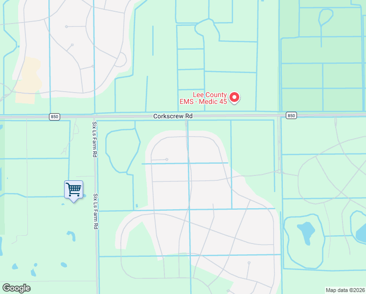 map of restaurants, bars, coffee shops, grocery stores, and more near 20014 County Road 850 in Estero
