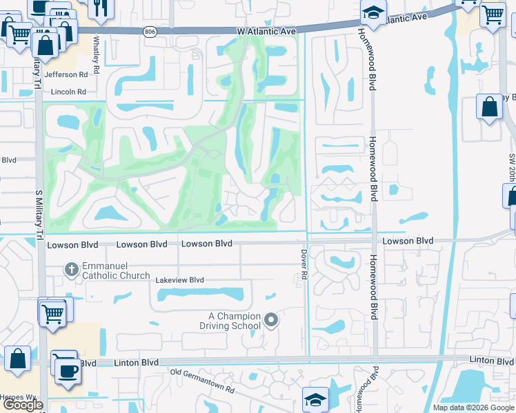 map of restaurants, bars, coffee shops, grocery stores, and more near 900 Greensward Lane in Delray Beach
