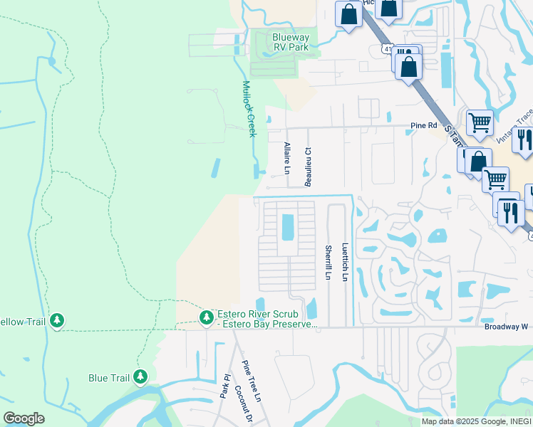 map of restaurants, bars, coffee shops, grocery stores, and more near 4750 Sawmill Drive West in Estero