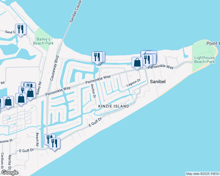 map of restaurants, bars, coffee shops, grocery stores, and more near 1081 Captains Walk in Sanibel