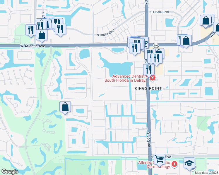 map of restaurants, bars, coffee shops, grocery stores, and more near 162 Waterford Cresent in Delray Beach
