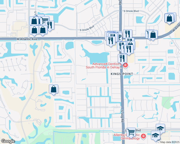 map of restaurants, bars, coffee shops, grocery stores, and more near 162 Waterford Cresent in Delray Beach