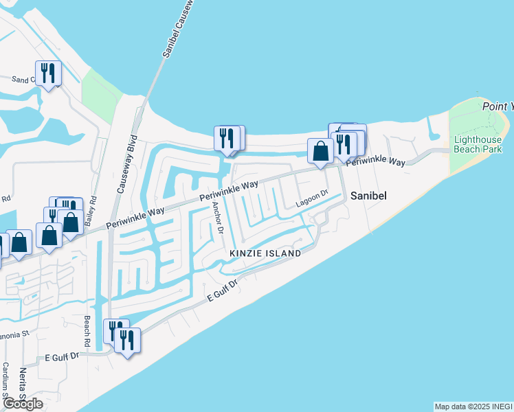 map of restaurants, bars, coffee shops, grocery stores, and more near 1081 Captains Walk in Sanibel