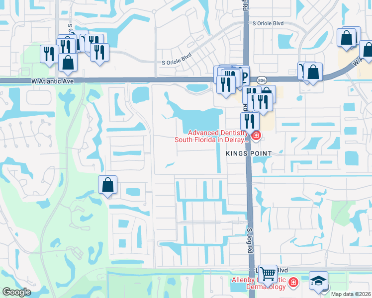 map of restaurants, bars, coffee shops, grocery stores, and more near 162 Waterford Cresent in Delray Beach