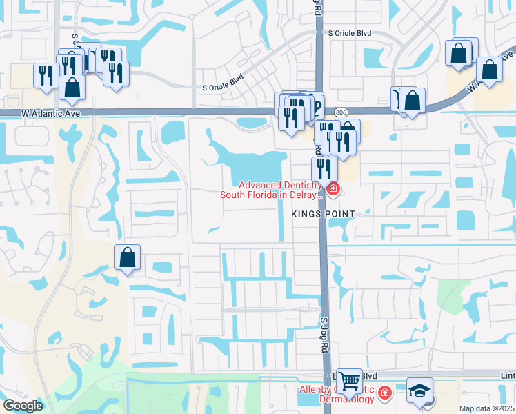 map of restaurants, bars, coffee shops, grocery stores, and more near 141 Waterford Cresent in Delray Beach