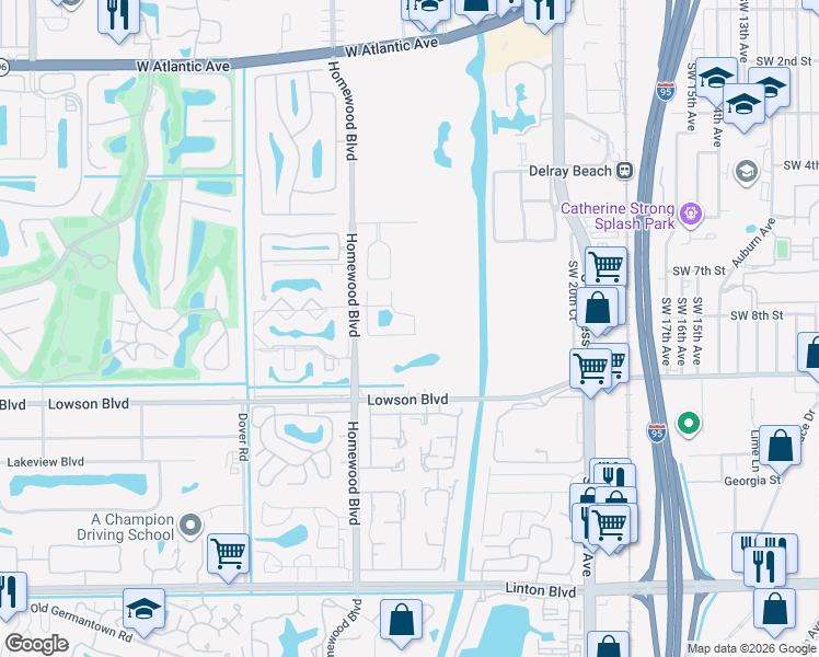 map of restaurants, bars, coffee shops, grocery stores, and more near 2477 Par Circle in Delray Beach