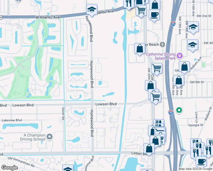 map of restaurants, bars, coffee shops, grocery stores, and more near 2477 Par Circle in Delray Beach