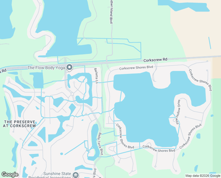 map of restaurants, bars, coffee shops, grocery stores, and more near 20341 Corkscrew Shores Boulevard in Estero