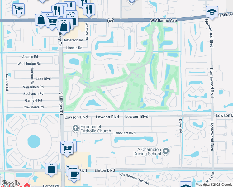 map of restaurants, bars, coffee shops, grocery stores, and more near 4631 Cocoplum Way in Delray Beach