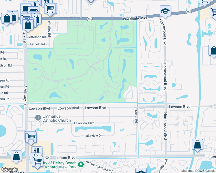 map of restaurants, bars, coffee shops, grocery stores, and more near 655 Greensward Lane in Delray Beach