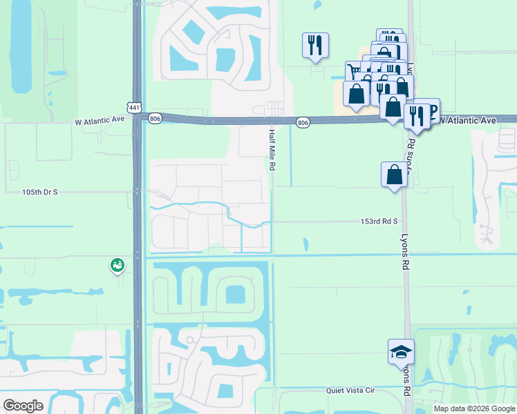 map of restaurants, bars, coffee shops, grocery stores, and more near 9605 Brook Isles Avenue in Delray Beach